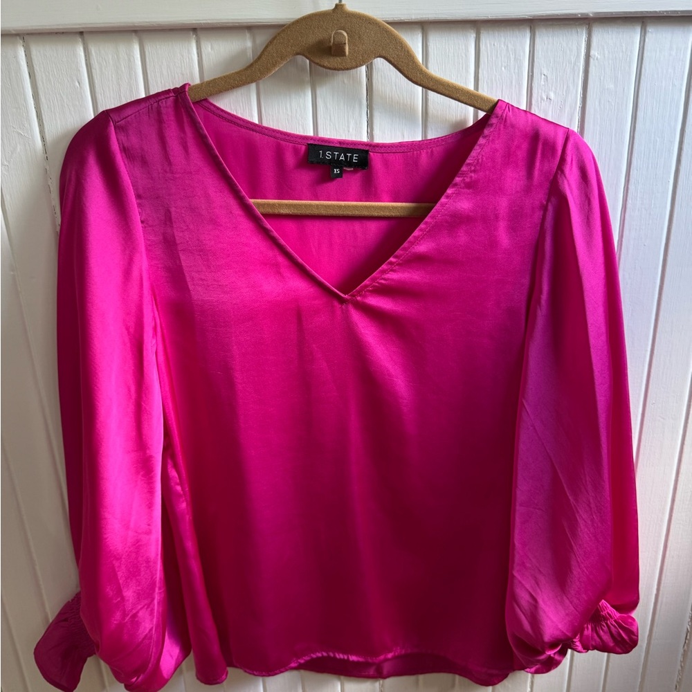 STATE Pink Puff Sleeve Blouse